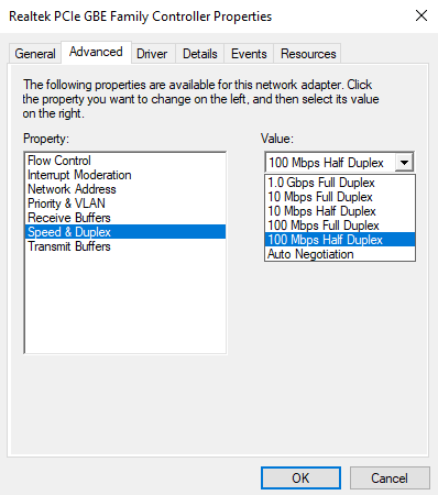 realtek pcie gbe family controller slow